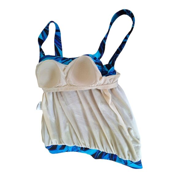 Miraclesuit Tankini Breezy Swim Top Modest Wire Free Vivid Blue Tropical size 10 - Picture 13 of 15